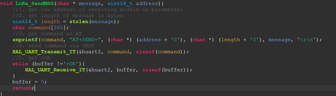 LoRa send function rough code